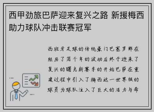 西甲劲旅巴萨迎来复兴之路 新援梅西助力球队冲击联赛冠军